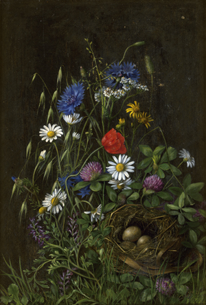 Lot 6086, Auction  122, Holst, V., 1878. Stillleben mit Wildblumen und Vogelnest