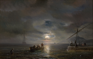 Lot 6099, Auction  122, Gudin, Théodore, Vollmondnacht an der Hafenmündung