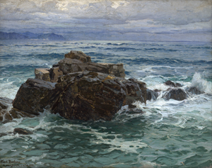 Lot 6166, Auction  122, Boehme, Karl Theodor, Meeresbrandung und Felsen an der ligurischen Küste von Santa Margherita