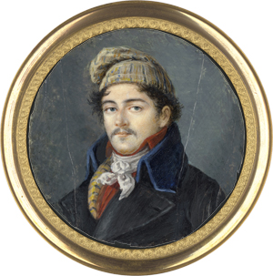 Lot 6544, Auction  122, Französisch, um 1820. Miniatur Portrait eines Zipfelmützenmannes mit Schnurrbart