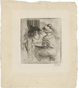 Lot 7088, Auction  122, Orlik, Emil, Zwei Damen mit Hut und ein Herr im Café