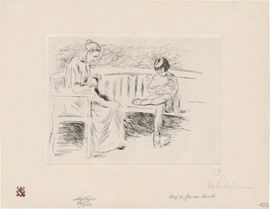 Lot 8023, Auction  122, Liebermann, Max, Wärterin mit Kind auf einer Gartenbank