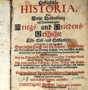 Lot 108, Auction  123, Kelch, Christian, Liefländische Historia