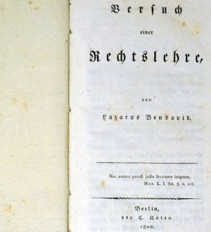 Lot 2170, Auction  123, Bendavid, Lazarus, Versuch einer Rechtslehre