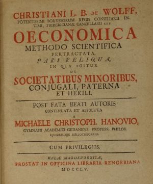 Lot 2198, Auction  123, Wolff, Christian, Oeconomica methodo scientifica pertractata