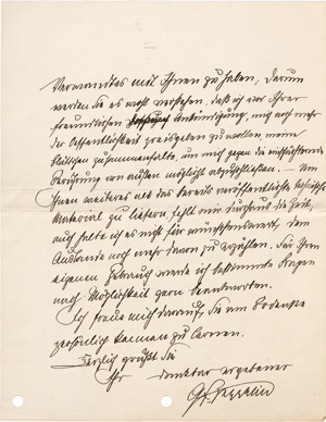 Lot 2372, Auction  123, Zeppelin, Ferdinand Graf von, Brief 1907 an Emil Sandt