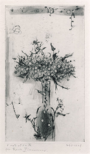 Lot 3230, Auction  123, Hussel, Horst, Blumenvase. Kaltnadelradierung in Graugrün, signiert 
