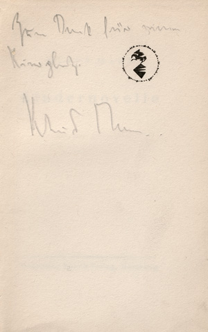 Lot 3556, Auction  123, Mann, Klaus, Kindernovelle