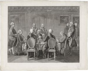 Lot 5191, Auction  123, Chodowiecki, Daniel Nikolaus, Ziethen an den der Tafel Friedrich III. schlafend