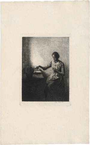 Lot 5307, Auction  123, Ilsted, Peter, Eine junge Frau Pfifferlinge sortierend (Canthareller)