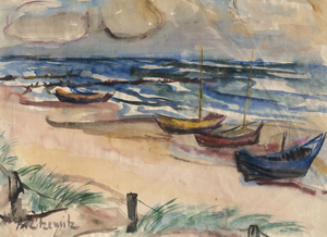 Lot 8118, Auction  123, Zitzewitz, Augusta von, Fischerboote am Strand