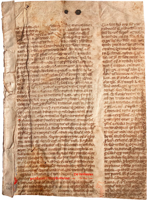 Lot 834, Auction  124, Kanonisches Recht, Zitiert aus "Summa de matrimonio". Lateinische Handschrift auf Pergament