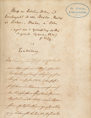 Lot 924, Auction  124, Böhmischen Brüder und Herrnhuter, Abriß der Kirchen-Ordnung und Kirchenzucht 