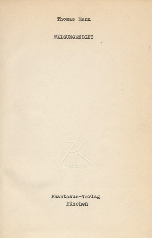 Lot 3375, Auction  124, Mann, Thomas, Wälsungenblut. Typoskript (mit masch. Brief)