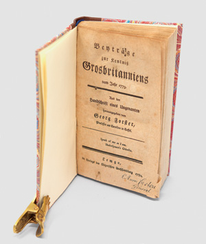 Lot 95, Auction  125, Forster, Georg, Beyträge zur Kentniß Grosbritanniens vom Jahr 1779. Lemgo, Meyer, 1780