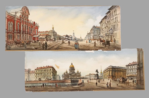Lot 138, Auction  125, Sankt Petersburg, 2 Panorama-Ansichten in Aquarell auf Velin. Um 1860
