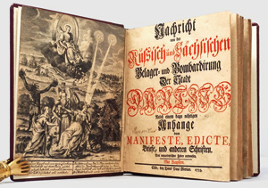 Lot 254, Auction  125, Seyler, Georg Daniel, Nachricht von der Belagerung- und Bombardirung der Stadt Dantzig. Köln, H. P. Merian, 1735. Erste Ausgabe