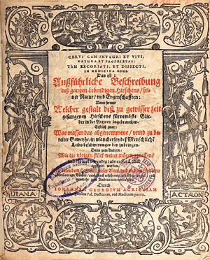 Lot 348, Auction  125, Agricola, Johann Georg, Cervi cum integri et vivi...Das ist: Außführl. Beschreibung diß gantzen Lebendigen Hirschens. Amberg, Forster, 1617. - "Sein Werk über den Hirsch verbindet erstmals eine naturgeschichtliche Darstellung mit der Schilderung medizinischer Verwendbarkeit"