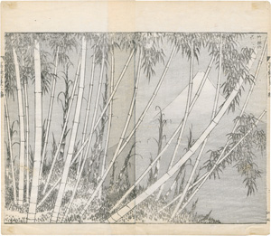 Lot 542, Auction  125, Hokusai, Katsushika, Der Fuji hinterm Bambuswald aus der Serie "100 Ansichten des Fuji" (japonice: Fugaku hyakkei). Edo (Tokio) um 1850