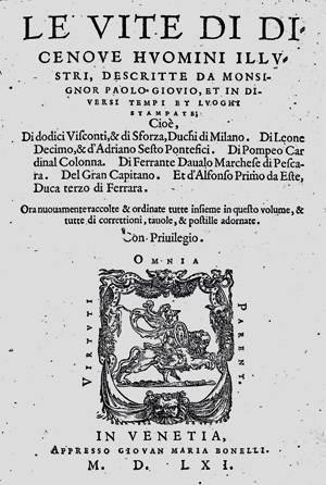 Lot 739, Auction  125, Giovio, Paolo, Le vite di dicenove huomini illustri. Venedig, Giovan Maria Bonelli, 1561