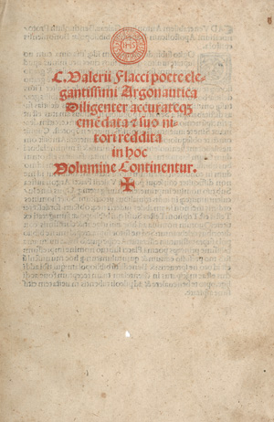 Lot 789, Auction  125, Valerius Flaccus, Gaius, Argonautica. Venedig, C. de Pensis de Mandello, 1501. - Zweite Ausgabe