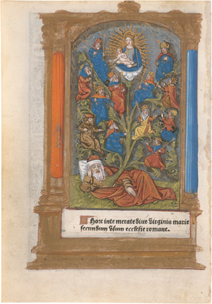 Lot 1026, Auction  125, Stundenbuch, Baum des Jesse. Lateinische Handschrift auf Pergament. Frankreich um 1500. Mit golderhöhter Miniatur