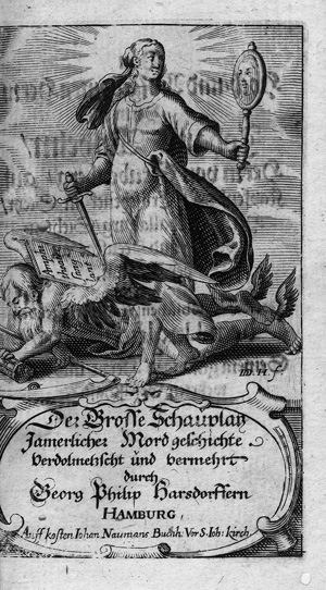 Lot 1597, Auction  125, Harsdörffer, Georg Philipp, Der Grosse Schauplatz Jämmerlicher Mordgeschichte. Hamburg, Naumann, 1649-1650