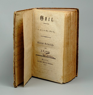 Lot 1607, Auction  125, Herder, Johann Gottfried, Gott. Einige Gespräche. Gotha, K. W. Ettinger, 1787