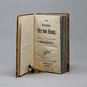 Lot 1609, Auction  125, Herder, Johann Gottfried, Von Deutscher Art und Kunst. Hamburg, Johann Joachim Christoph Bode, 1773