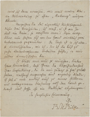 Lot 2044, Auction  125, Rilke, Rainer Maria, Brief an Friedrich Burschell. 1920