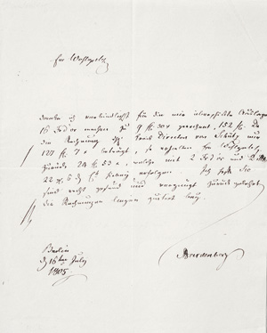 Lot 2101, Auction  125, Hardenberg, Karl August Fürst von, Eigenhändiger Brief mit einer Abrechnung. 1805