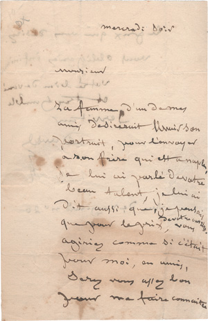 Lot 2128, Auction  125, David, Jacques Louis, Brief an den Malerr Carrier. Um 1810