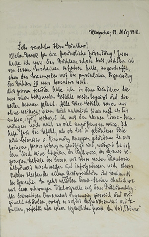 Lot 2147, Auction  125, Zwintscher, Oskar, 2 Briefe an Alfred Günther. 1910