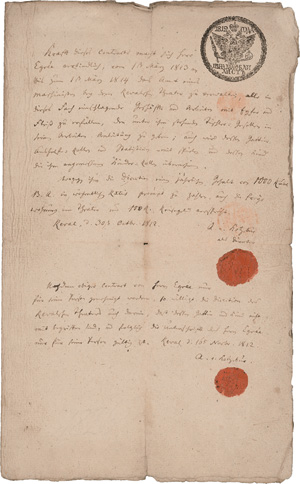 Lot 2159, Auction  125, Kotzebue, August von, Engagementsvertrag für einen Bühnenmeister. 1812