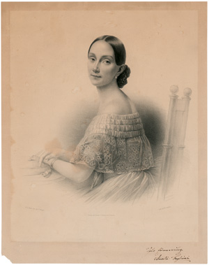 Lot 2190, Auction  125, Taglioni, Amalie, Porträt-Lithographie mit Widmung. Wohl 1830