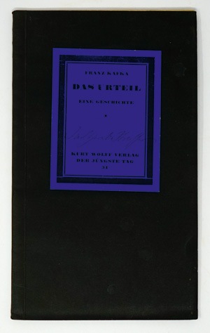 Lot 3185, Auction  125, Kafka, Franz, Das Urteil. Leipzig, K. Wolff, 1916. - Erste Ausgabe in der schwarzen OBroschur mit Titelschild