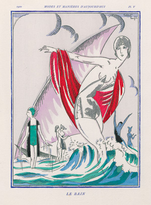 Lot 3254, Auction  125, Modes et manières, Neuvième année. Mit 12 handkolorierten Pochoir-Drucken von R. Bonfils. Paris 1920