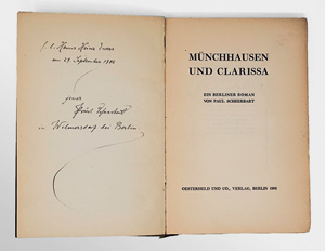Lot 3337, Auction  125, Scheerbart, Paul, Münchhausen und Clarissa. Berlin, Oesterheld, 1906. - Widmungsexemplar