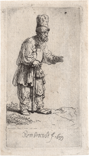 Lot 5194, Auction  125, Rembrandt Harmensz. van Rijn, Bauer mit hoher Mütze, auf einen Stock gelehnt