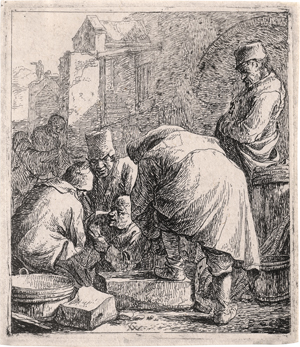 Lot 5719, Auction  125, Wyck, Thomas, Ein Mann beim Schuheschnüren