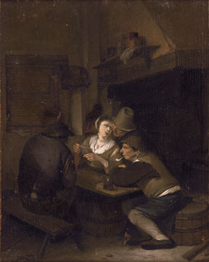 Lot 6022, Auction  125, Bega, Cornelis, Drei zechende Bauern und eine Frau beim Kartenspiel