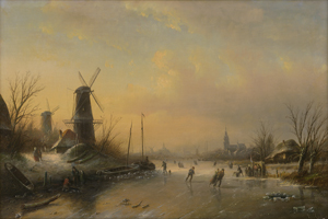 Lot 6068, Auction  125, Spohler, Jan Jacob Conrad, Winterlandschaft mit Schlittschuhläufern