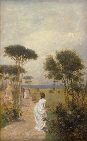 Lot 6105, Auction  125, Rasch, Heinrich, Dame mit Fächer an der italienischen Küste