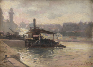 Lot 6139, Auction  125, Französisch, 1915. Am Quai de la Seine in Paris