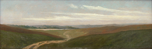 Lot 6156, Auction  125, Kyhn, Vilhelm, Abendstimmung über der dänischen Landschaft, am Horizont eine Windmühle