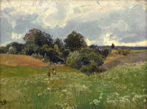 Lot 6157, Auction  125, Staats, Gertrud, Schlesische Sommerlandschaft mit Heubauern