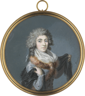 Lot 6363, Auction  125, Keman, Georges Antoine, Miniatur Portrait Paar: Frau mit schwarzer Stola und sitzender Mann