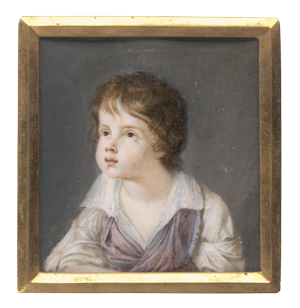 Lot 6379, Auction  125, Französisch, um 1790/1800. Miniatur Portrait eines zur Seite blickenden, braunhaarigen Kindes 