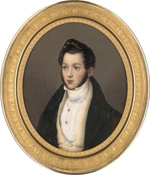 Lot 6397, Auction  125, Monogrammist "N", Miniatur Portrait eines jungen Mannes in dunkler Jacke und gelber Weste