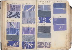 Lot 6600, Auction  125, Japanisches Stoffmusterbuch, 45 Bl. Mit über 100 applizierten Stoffmustern 